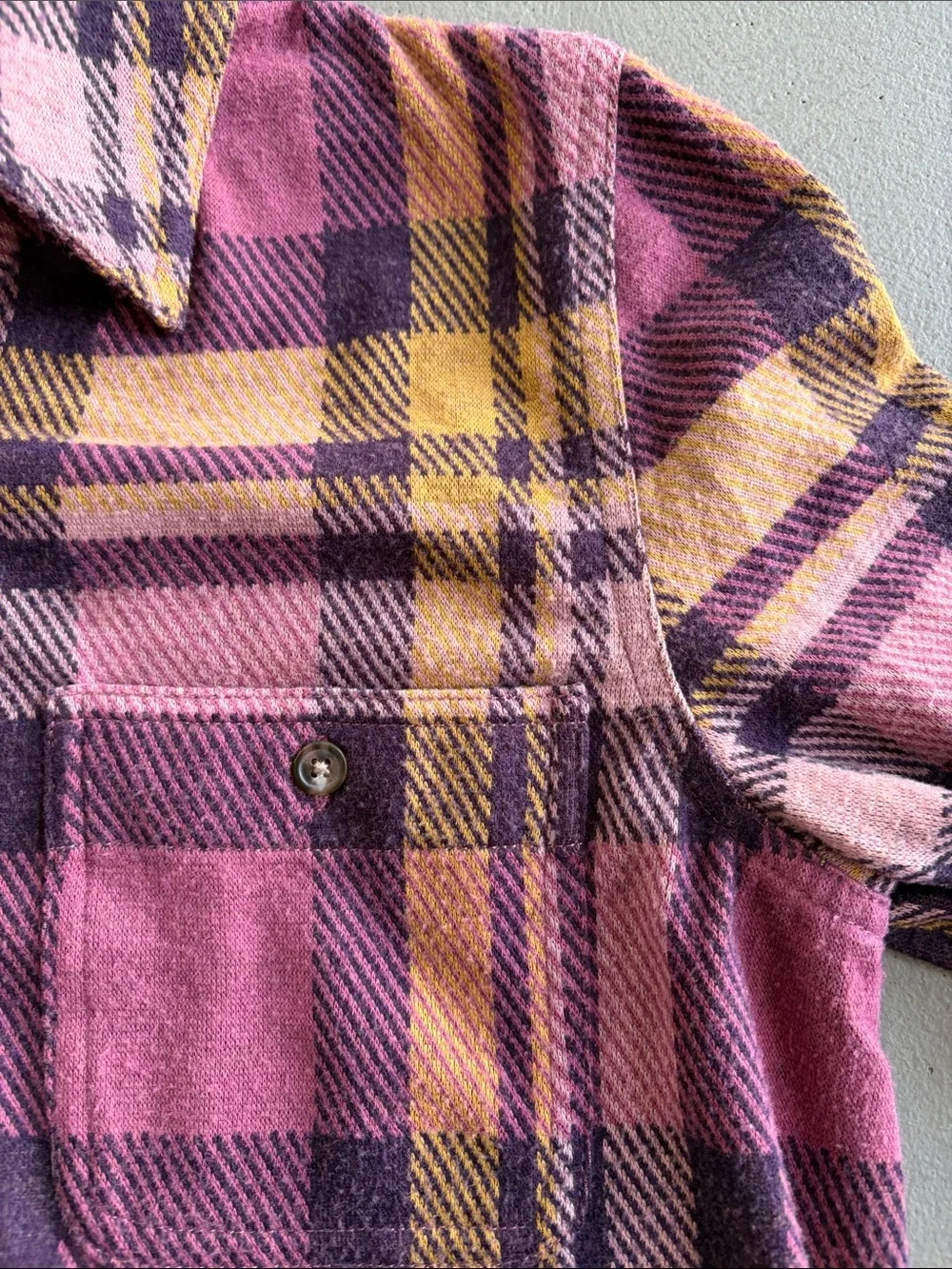 Faherty Legend Sweater Shirt in Lolita Pink and Yellow Plaid Button-Down Shirt
